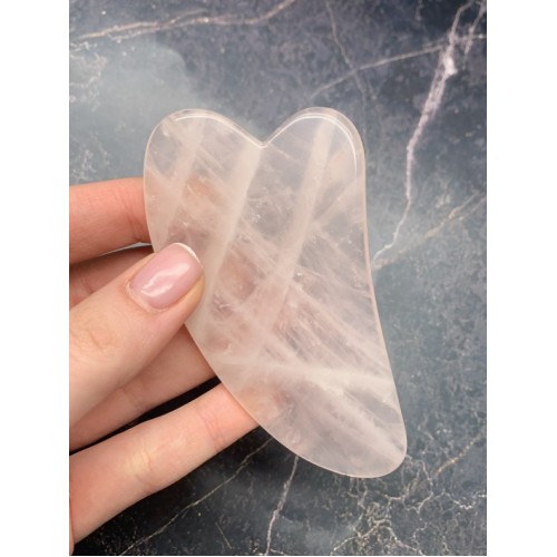 Скребок  "Сердце" для массажа Гуаша Розовый Кварц, 100 x 50 x 6 мм