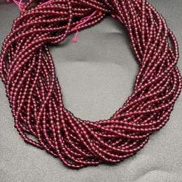 Каменные бусины, Гранат, шарик гладкий, 3 мм, длина нити 38 см