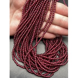 Каменные бусины, Гранат, шарик гладкий, 3 мм, длина нити 38 см