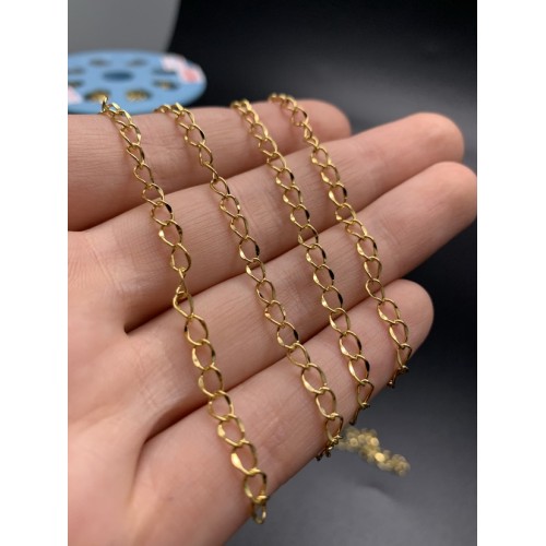 Цепь № 10, родий, цвет золото, размер звена 3,5 мм, длина 1 метр