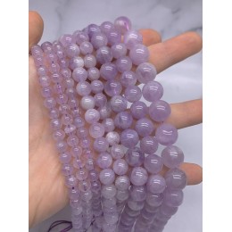 Каменные бусины, Аметист, лавандовый, шарик гладкий, 8 мм, длина нити 38 см 16288