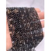 Каменные бусины, Агат чёрный, с полосками, шарик огранка, 4 мм, длина нити 38 см