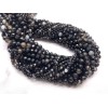 Каменные бусины, Агат чёрный, с полосками, шарик огранка, 2 мм, длина нити 38 см