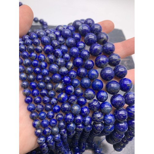 Каменные бусины, Лазурит, шарик гладкий, 8 мм, длина нити 38 см