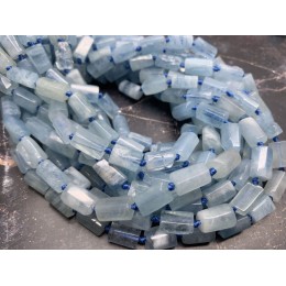 Каменные бусины, Аквамарин, Голубой Берилл, не обработанный, столбики, 12х7 мм, длина нити 38 см