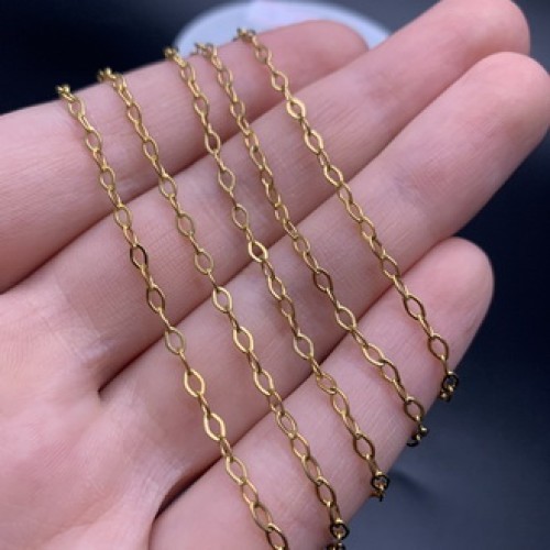 Цепь № 9, нержавеющая сталь (никель), цвет золото, размер звена 4,2х2,5 мм, длина 1 метр