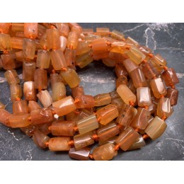 Каменные бусины, Сердолик мульти, не обработанный, столбики, 10х7 мм, длина нити 38 см