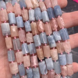 Каменные бусины, Берилловый Микс, ( аквамарин, морганит ), не обработанный, столбики, 11х7 мм, длина нити 38 см