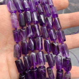 Каменные бусины, Аметист, не обработанный, столбики, 13х7,5 мм, длина нити 38 см