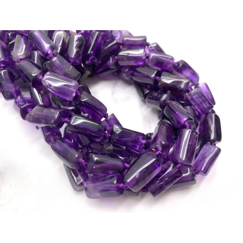 Каменные бусины, Аметист, не обработанный, столбики, 13х7,5 мм, длина нити 38 см