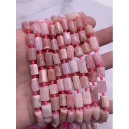 Каменные бусины, Опал розовый, не обработанный, столбики, 11х7 мм, длина нити 38 см