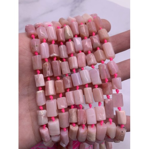 Каменные бусины, Опал розовый, не обработанный, столбики, 11х7 мм, длина нити 38 см