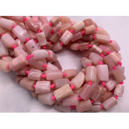 Каменные бусины, Опал розовый, не обработанный, столбики, 11х7 мм, длина нити 38 см