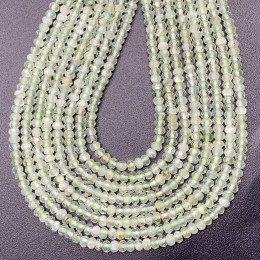 Каменные бусины, Пренит, рондель огранка, 2х3 мм, длина нити 38 см