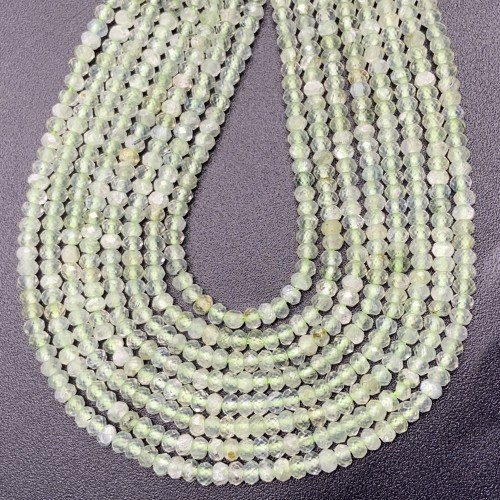 Каменные бусины, Пренит, рондель огранка, 2х3 мм, длина нити 38 см