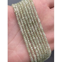 Каменные бусины, Пренит, рондель огранка, 2х3 мм, длина нити 38 см