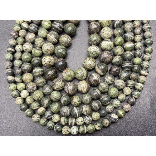 Каменные бусины, Змеевик, шарик гладкий, 8-8,5 мм, длина нити 38 см