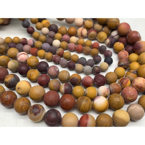 Каменные бусины, Яшма Мукаит, матовый, шарик гладкий 10 мм, длина нити 38 см