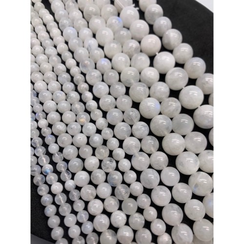 Каменные бусины, Лунный камень, Адуляр, 2А, шарик гладкий, 4 мм, длина нити 38 мм