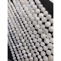 Каменные бусины, Лунный камень, адуляр, 2А, шарик гладкий, 11,5-12 мм, длина нити 19 см
