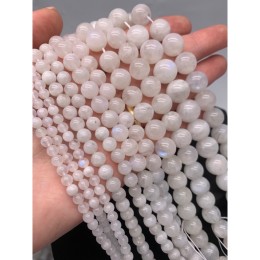 Каменные бусины, Лунный камень, адуляр, 2А, шарик гладкий, 10 мм, длина нити 19 см