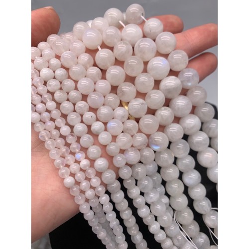 Каменные бусины, Лунный камень, адуляр, 2А, шарик гладкий, 8 мм, длина нити 38 см