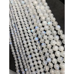 Каменные бусины, Лунный камень, Адуляр, 3А, шарик гладкий, 8-8,5 мм, длина нити 38 см