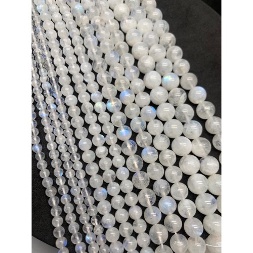 Каменные бусины, Лунный камень, Адуляр, 3А, шарик гладкий, 8-8,5 мм, длина нити 19 см