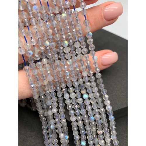 Каменные бусины, Лабрадор, шарик огранка, 4 мм, длина нити 38 см