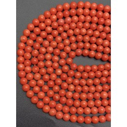 Каменные бусины, Коралл, оранжевого цвета, шарик гладкий, 8 мм, длина нити 38 см