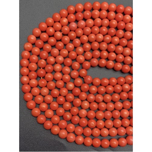 Каменные бусины, Коралл, оранжевого цвета, шарик гладкий, 8 мм, длина нити 38 см