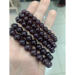 Каменные бусины, Гранат, Звёздчатый, люкс (видны только при ярком свете и вспышке), шарик гладкий, 7-7,5 мм, браслет, 24 бусины, длина нити 19 см