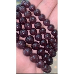 Каменные бусины, Гранат, Звёздчатый, люкс (видны только при ярком свете и вспышке), шарик гладкий, 7-7,5 мм, браслет, 24 бусины, длина нити 19 см