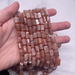 Каменные бусины, Солнечный камень (олигоклаз), не обработанный, столбики, 11х7 мм, длина нити 38 см