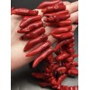 Каменные бусины, Коралл, красный, тонированный, Фриформы, "перец", 35х9 мм, длина нити 38 см