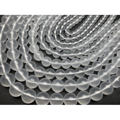 Каменные бусины, Кварц молочный, шарик гладкий, 12 мм, длина нити 38 см