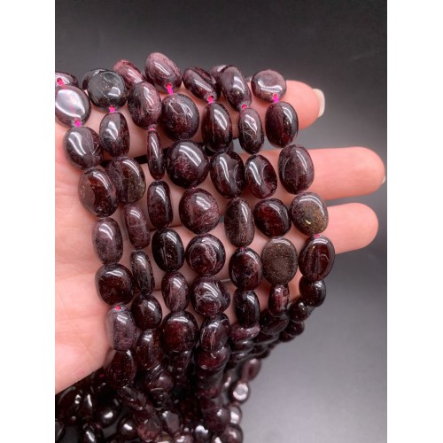 Каменные бусины, Гранат, фриформы, 13х10 мм, длина нити 38 см