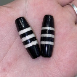 Бусина Дзи "20", из агата, три полоски желания, 30х10 мм, цена за 1 шт