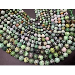 Каменные бусины, Варисцит яблочный, шарик гладкий, 6 мм, длина нити 38 см