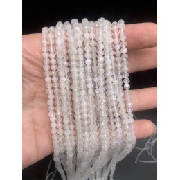 Каменные бусины, Лунный камень, шарик огранка, 4 мм, длина нити 38 см