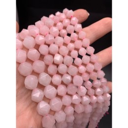 Каменные бусины, Розовый кварц, крупная огранка, 8 мм, длина нити 38 см