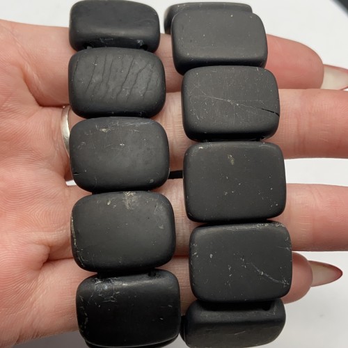 Браслет, Шунгит, Карельский, матовый, 19х15х7 мм, 12 пластин