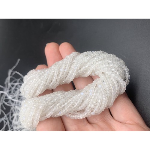 Каменные бусины, Лунный камень, рондель огранка, 3х2,5 мм, длина нити 38 см