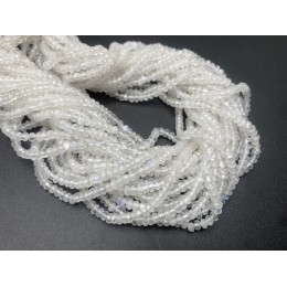 Каменные бусины, Лунный камень, рондель огранка, 3х2,5 мм, длина нити 38 см