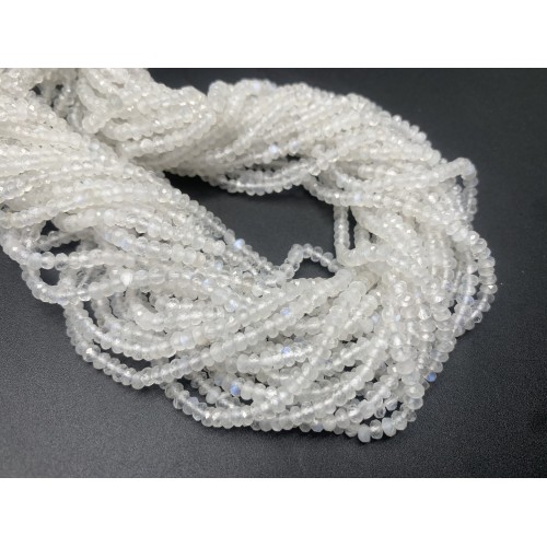 Каменные бусины, Лунный камень, рондель огранка, 3х2,5 мм, длина нити 38 см