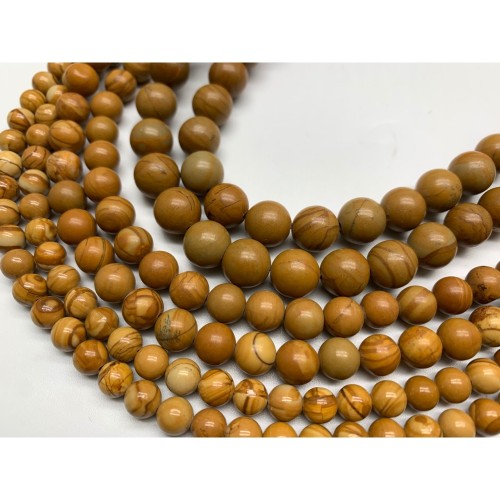 Каменные бусины, Яшма, "деревянная", шарик гладкий, 8-8,5 мм, длина нити 38 см