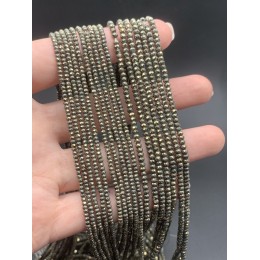 Каменные бусины, Пирит, рондель огранка, 1,5х2 мм, длина нити 39 см