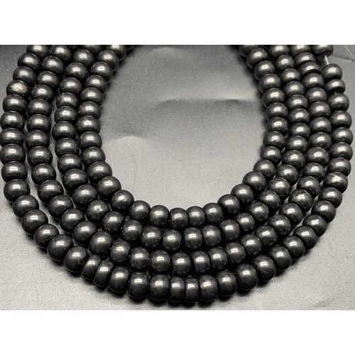 Каменные бусины, Шунгит, Карельский, рондель, 8х6 мм, длина нити 15-16 см, 25 бусин