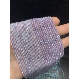 Каменные бусины, Цирконий кубический, (т.н. Циркон), светло-лавандовый кристалл, шарик огранка, 3 мм, длина нити 38 см