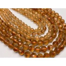 Каменные бусины, Цитрин, шарик огранка, 8 мм, длина нити 19 см